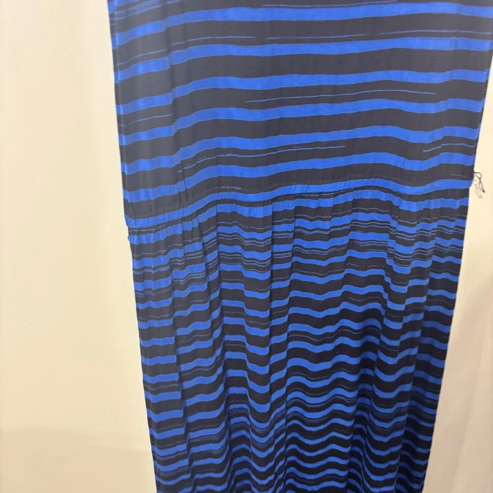 Michael Kors Womens Blue Black Striped Sleeveless Maxi Dress XL New‎